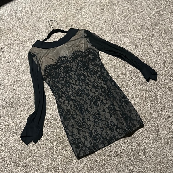 Vintage Dresses & Skirts - Vintage Elinor Gay Original Black Nude Lace Dress